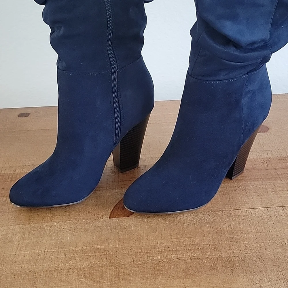 JustFab - Karlana navy boots, wide width size 7. - Picture 5 of 10